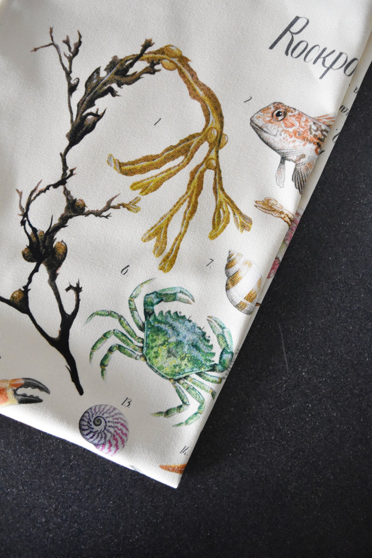 Organic Cotton Rockpool Poster Tea Towel
