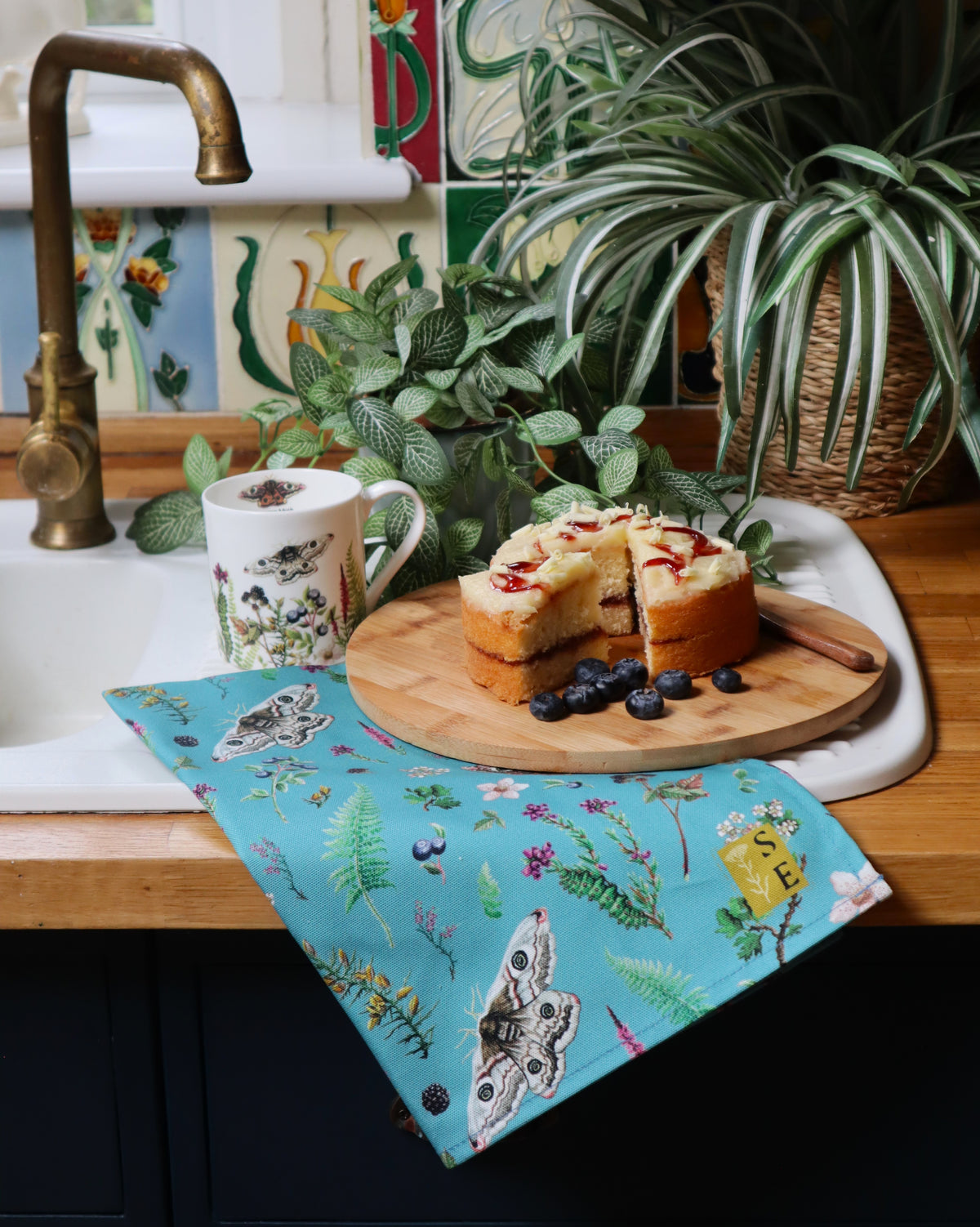 Emperor Moth Pattern Tea Towel
