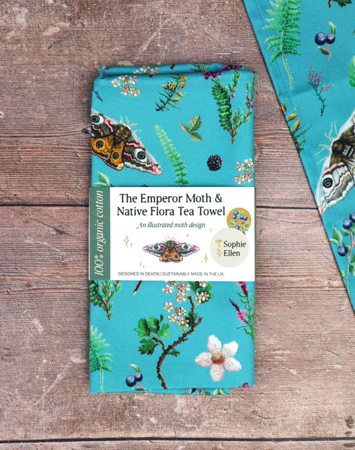 Emperor Moth Pattern Tea Towel